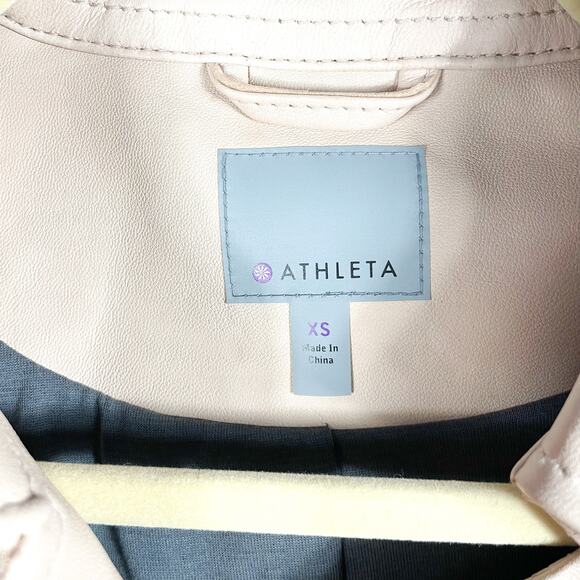 Athleta Moto Jacket‎ Pink Leather **FLAW* Salt Flat Biker Sz XS - Picture 8 of 10
